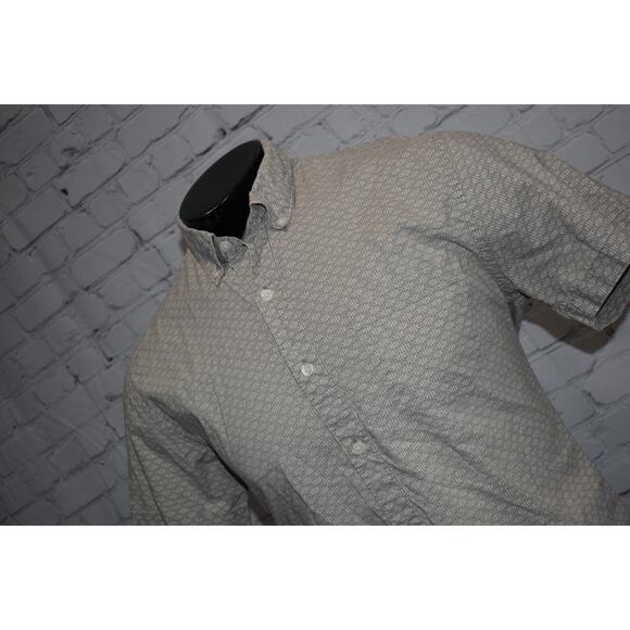 J Crew Dress Shirt Button Up Mens Size Medium Gray Geometric Cotton - Picture 1 of 6